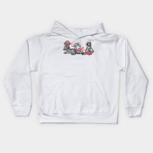 Cute kitties in bags with D20 dnd dice Kids Hoodie